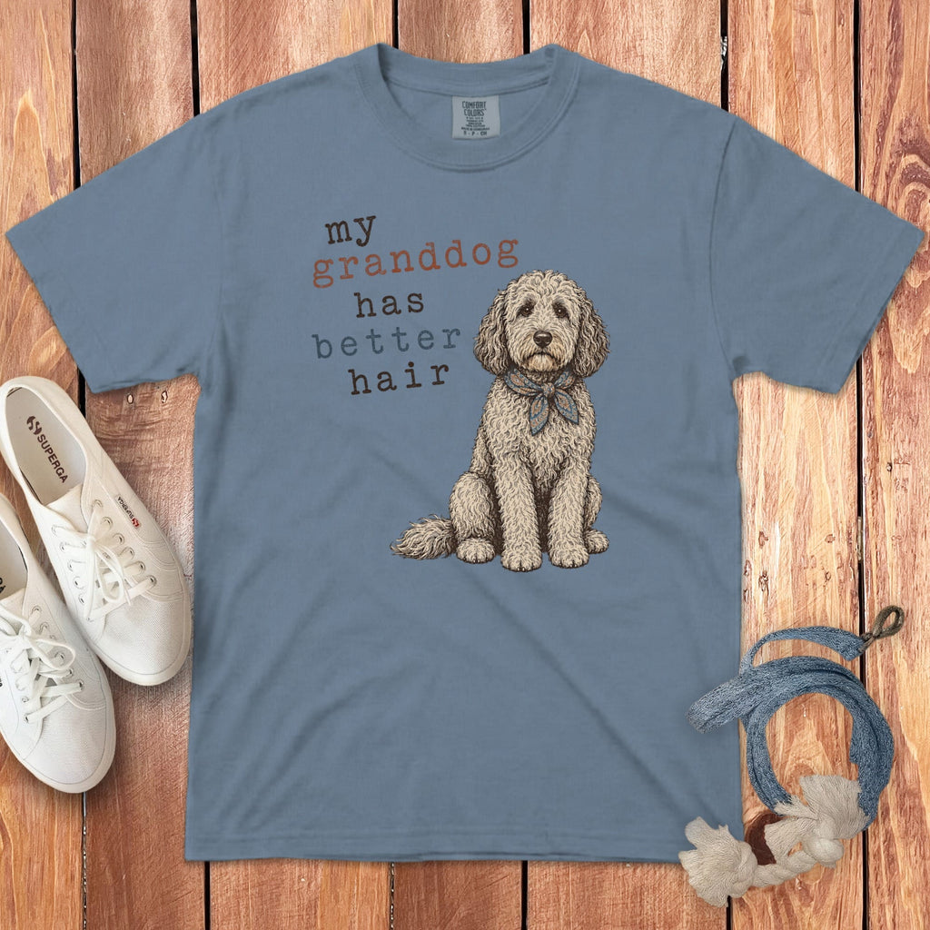 Doodle Better Hair Signature T-Shirt in Blue Jean / S by Puppy Jo