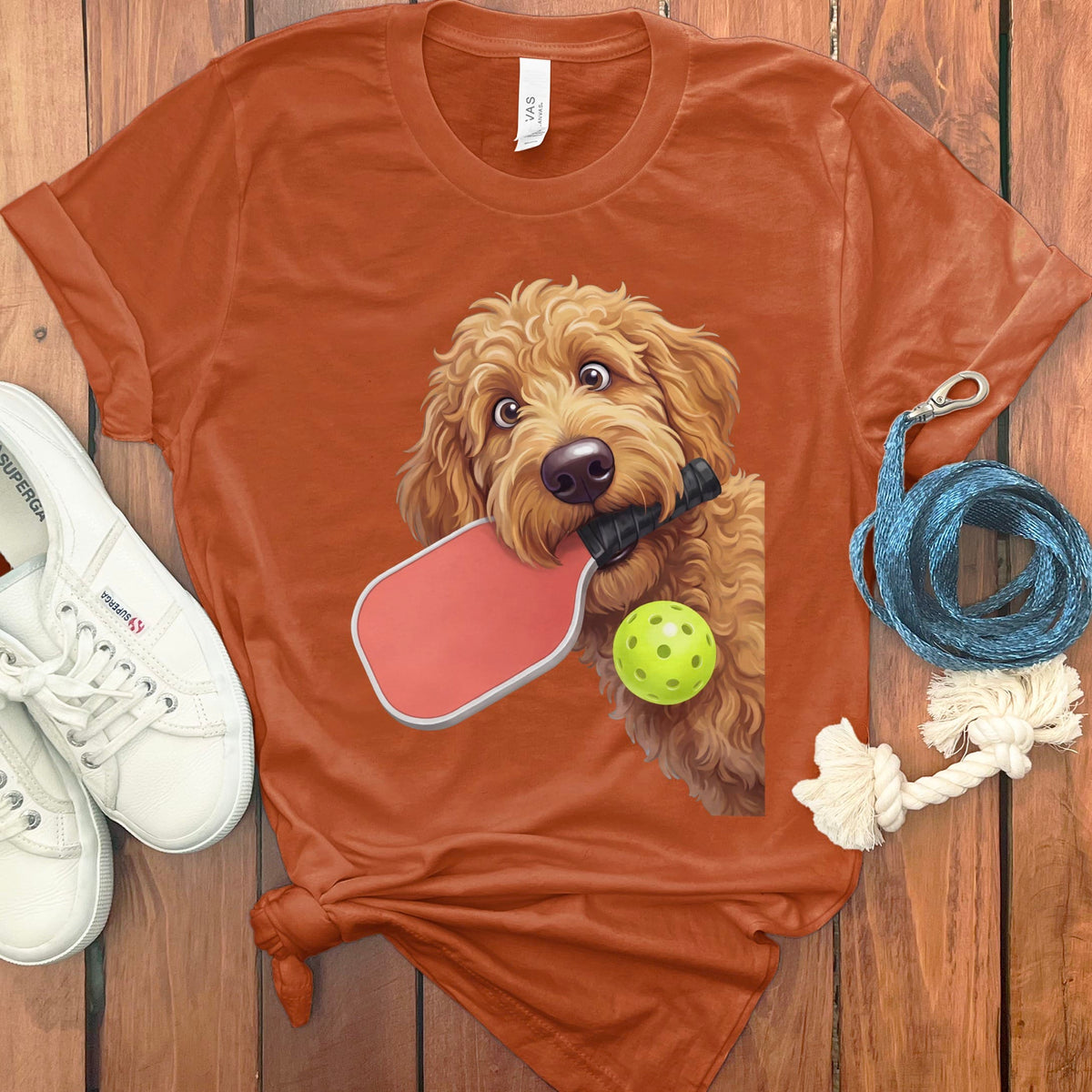 Apricot Goldendoodle Pickleball T-Shirt in Autumn / S by Puppy Jo