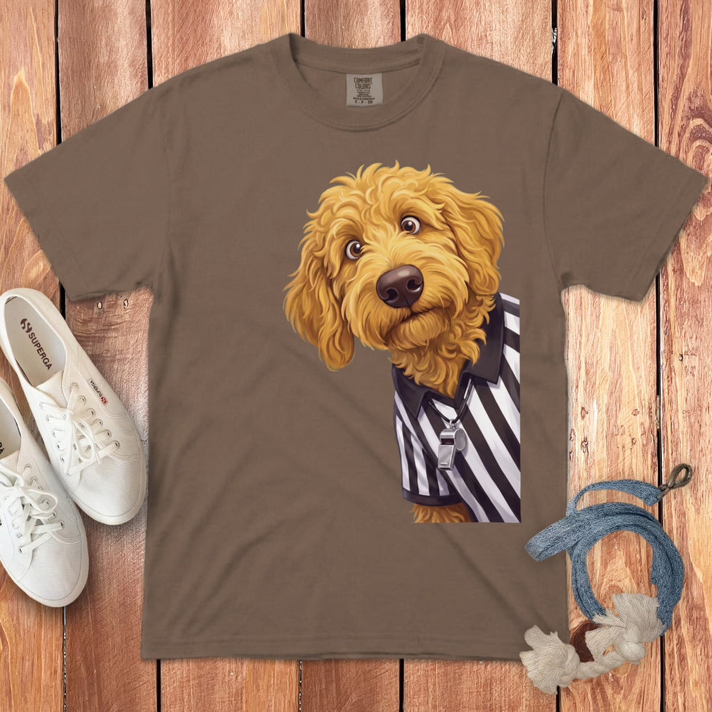 Golden Goldendoodle Football Referee Signature T-Shirt in Espresso / S by Puppy Jo