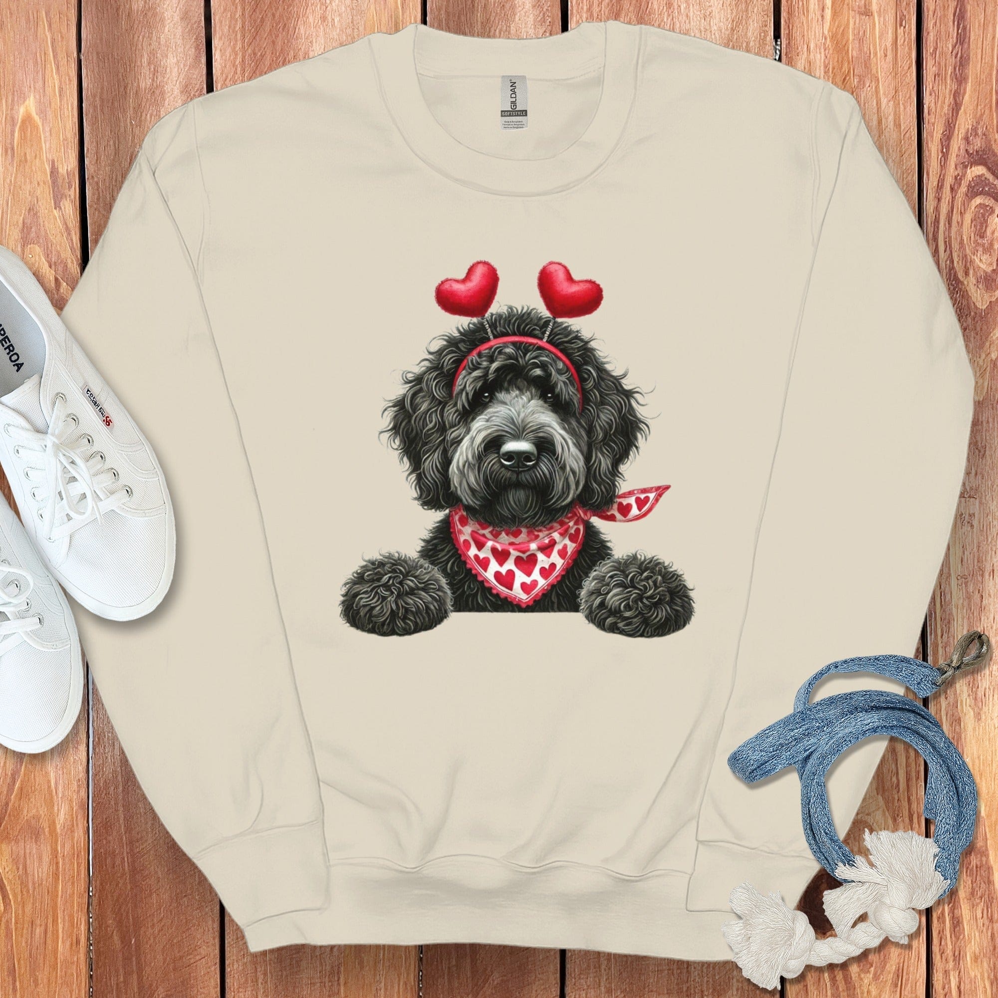 Cute Happy Dog Valentines Hearts Sweatshirt