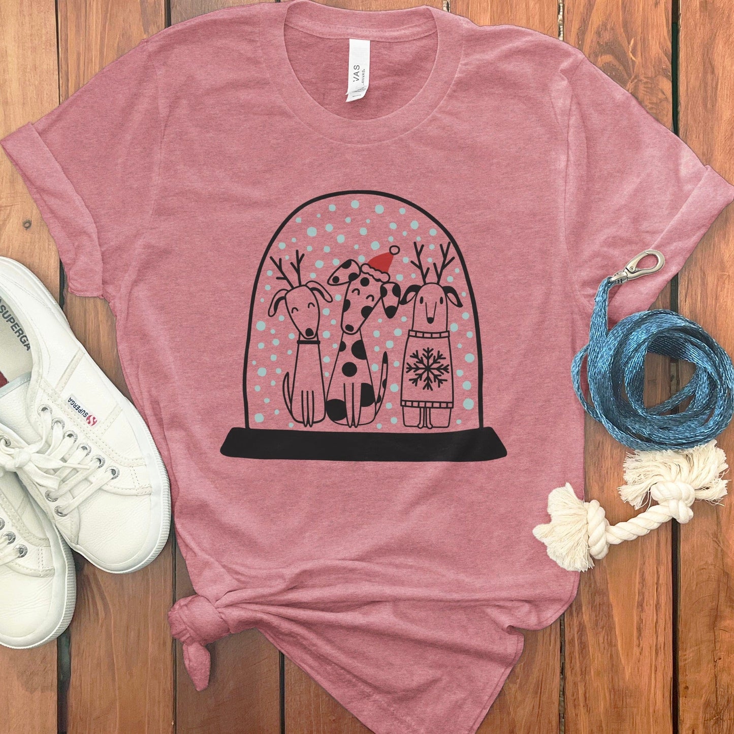 Cute Polka Dot Dog Trio Design on Pink T-Shirt product