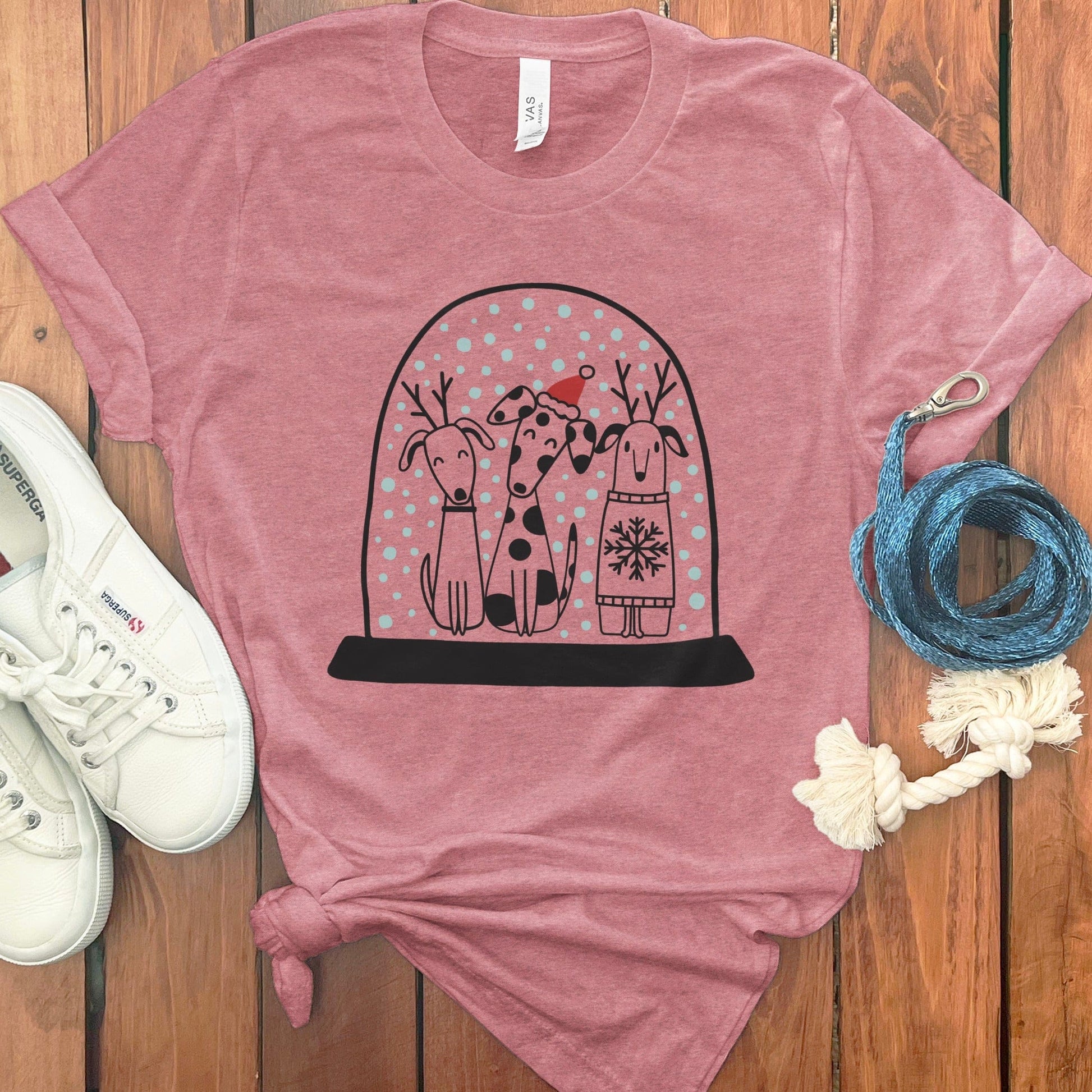 Cute Polka Dot Dog Trio Design on Pink T-Shirt product