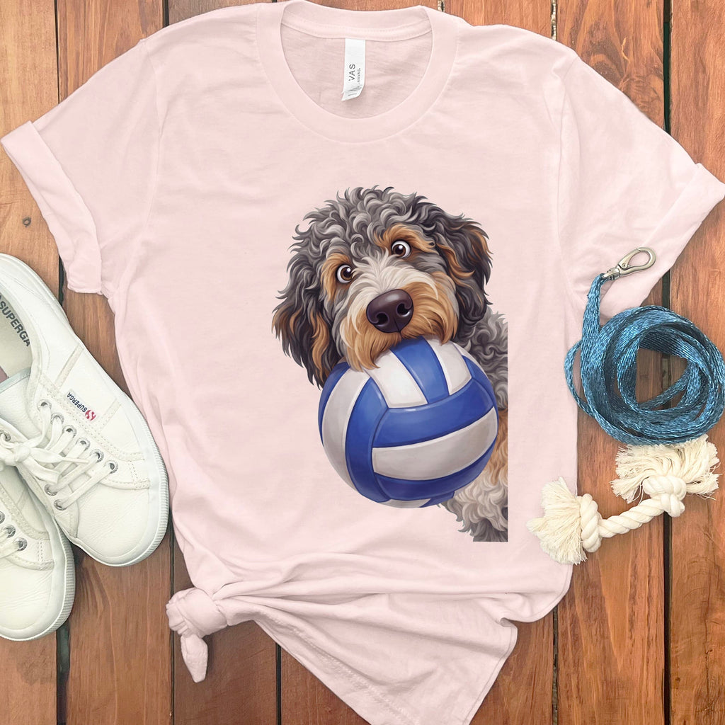 Aussiedoodle Volleyball T-Shirt in Soft Pink / S by Puppy Jo
