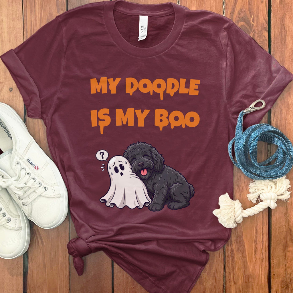 Black Goldendoodle My Boo T-Shirt in Maroon / S by Puppy Jo