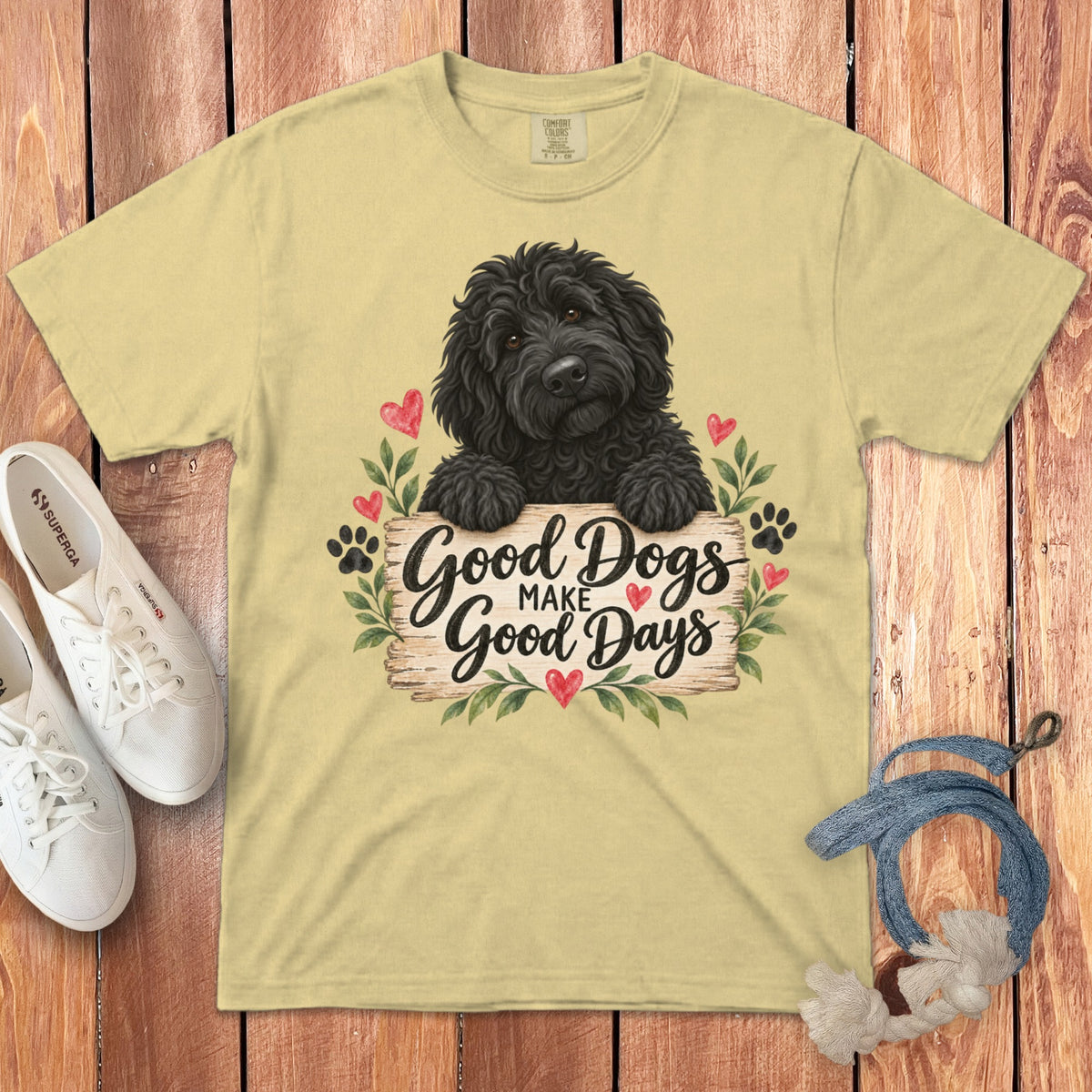 Black Goldendoodle Good Days Signature T-Shirt