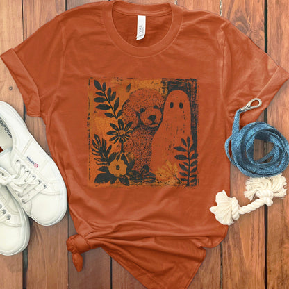 Cute Bear and Ghost Floral Design Printed Shirt product