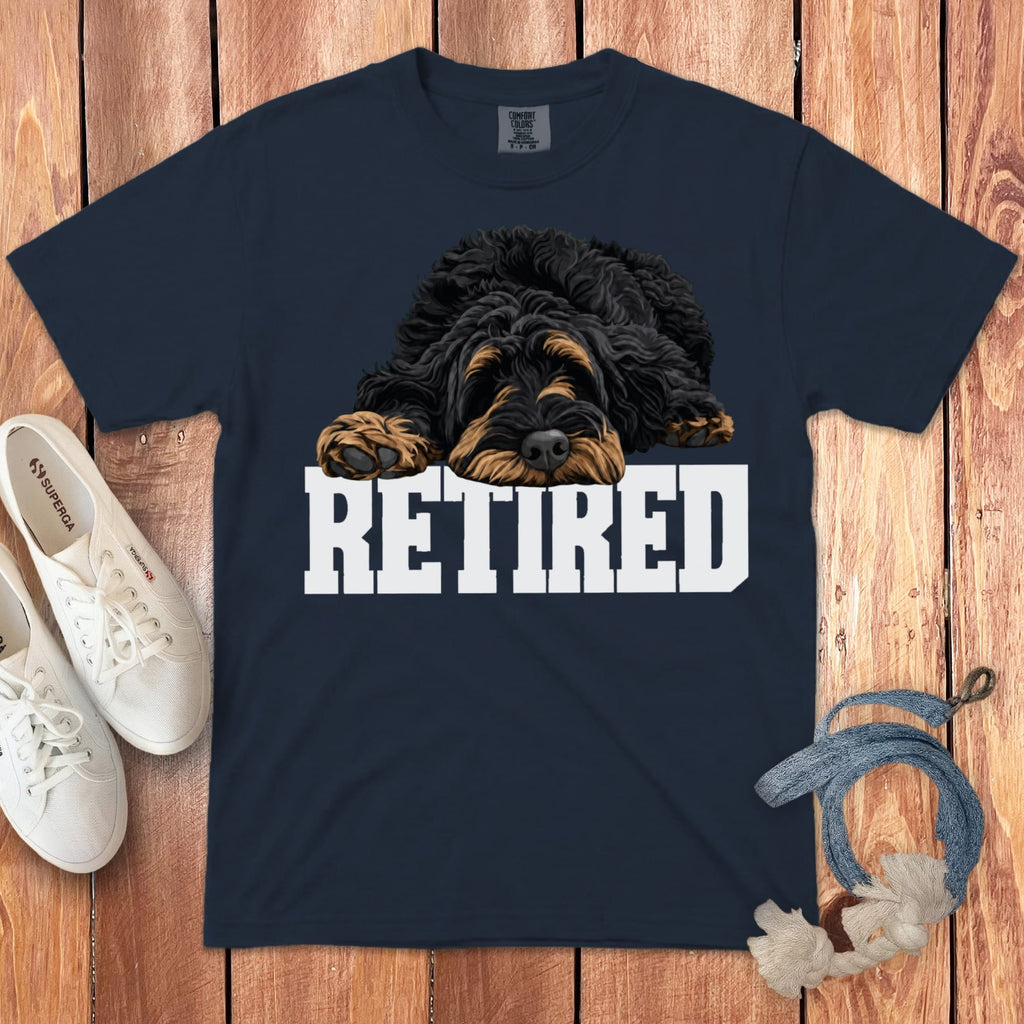 Retired Sleeping Phantom Goldendoodle Signature T-Shirt in Navy / S by Puppy Jo