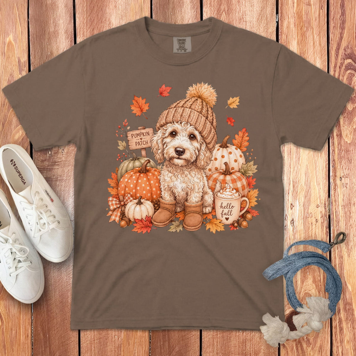 Maltipoo Pumpkin Patch Signature T-Shirt in Espresso / S by Puppy Jo