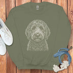 Adorable Curly-Haired Dog Graphic Sweatshirt