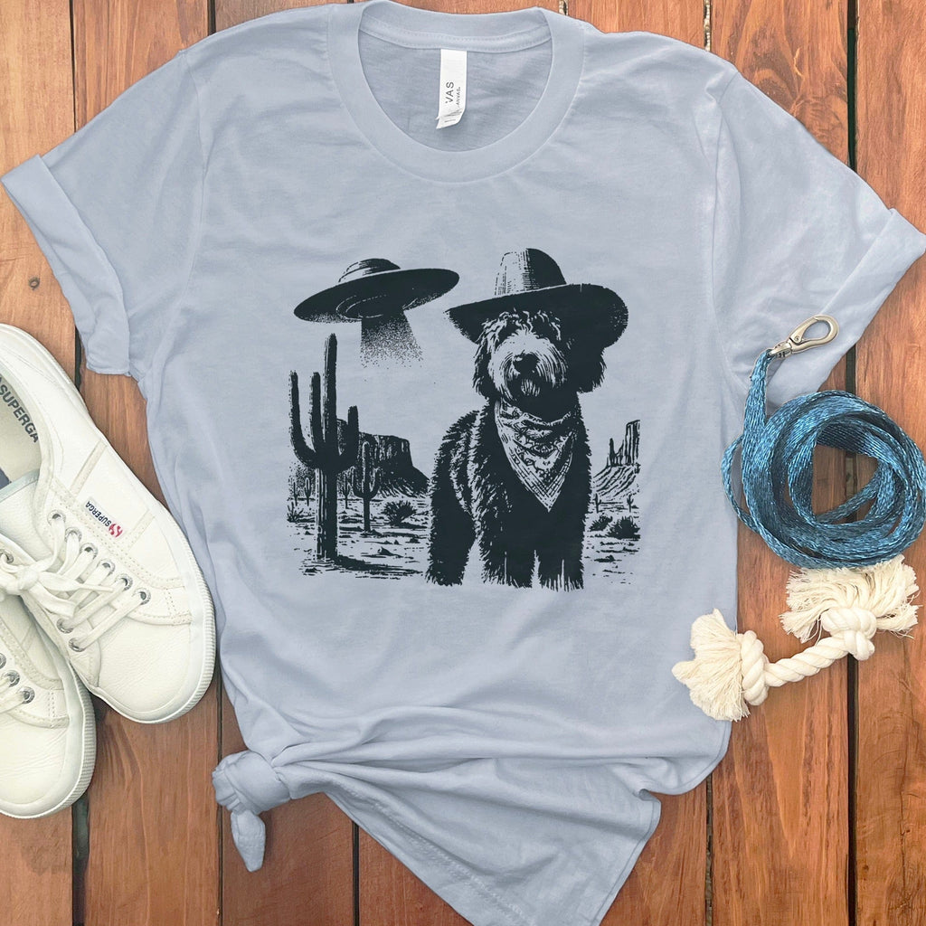 Alien Cowboy Dog Graphic Short Sleeve T-Shirt