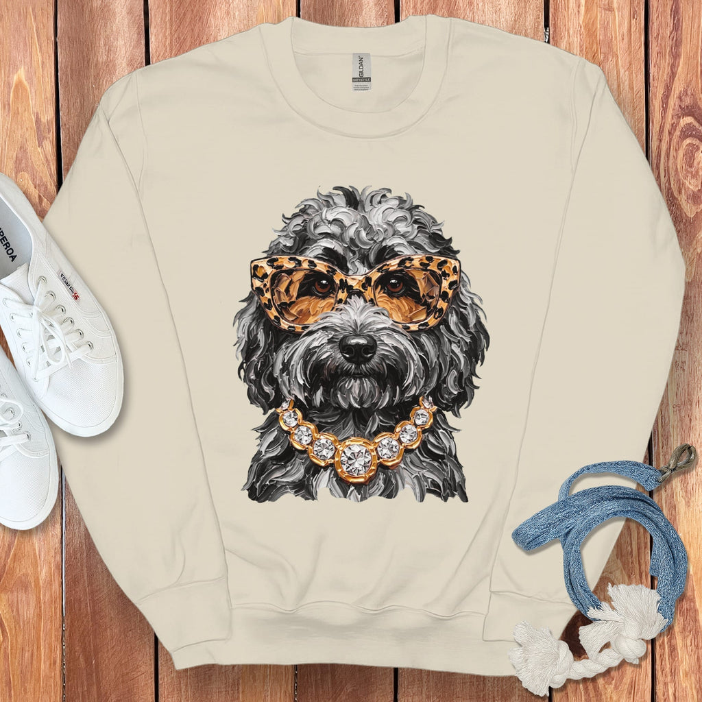 Merle Goldendoodle Glam Sweatshirt in Sand / S by Puppy Jo