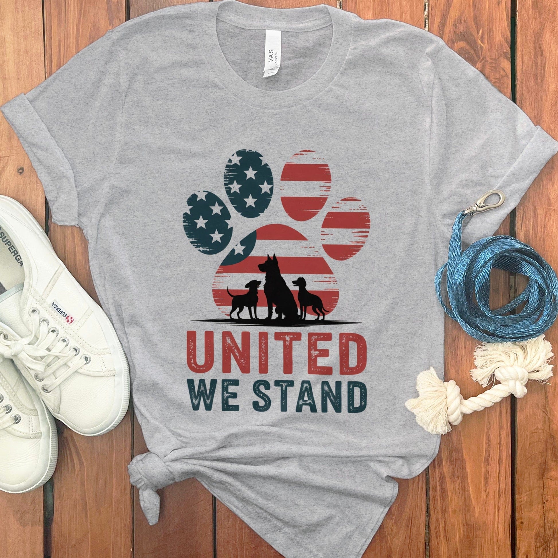 United We Stand Dog Paw Patriotic Graphic T-Shirt product type