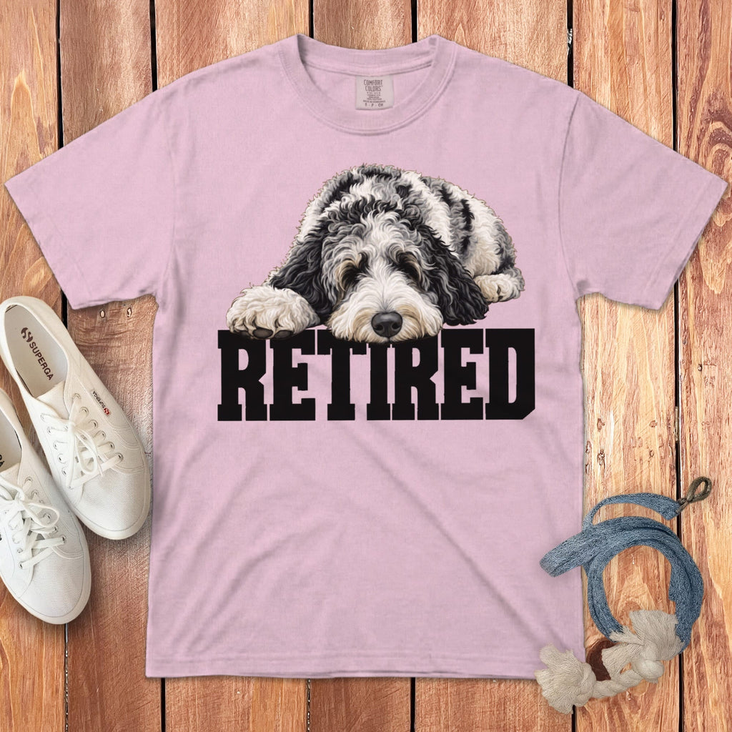 Retired Sleeping Merle Goldendoodle Signature T-Shirt in Blossom / S by Puppy Jo