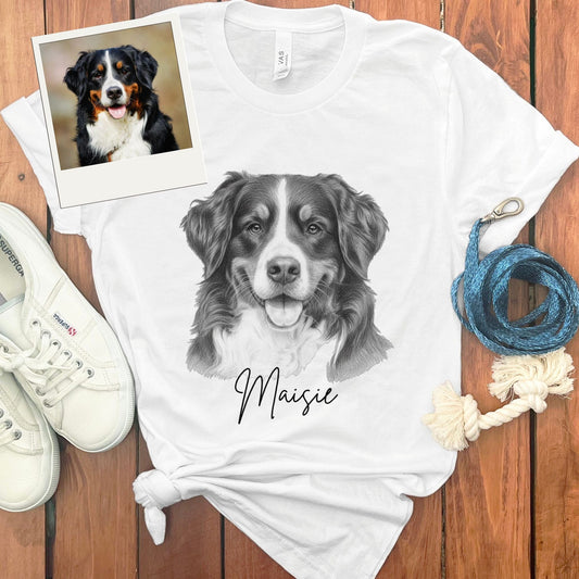 CUSTOM PET PHOTO SKETCH T-SHIRT