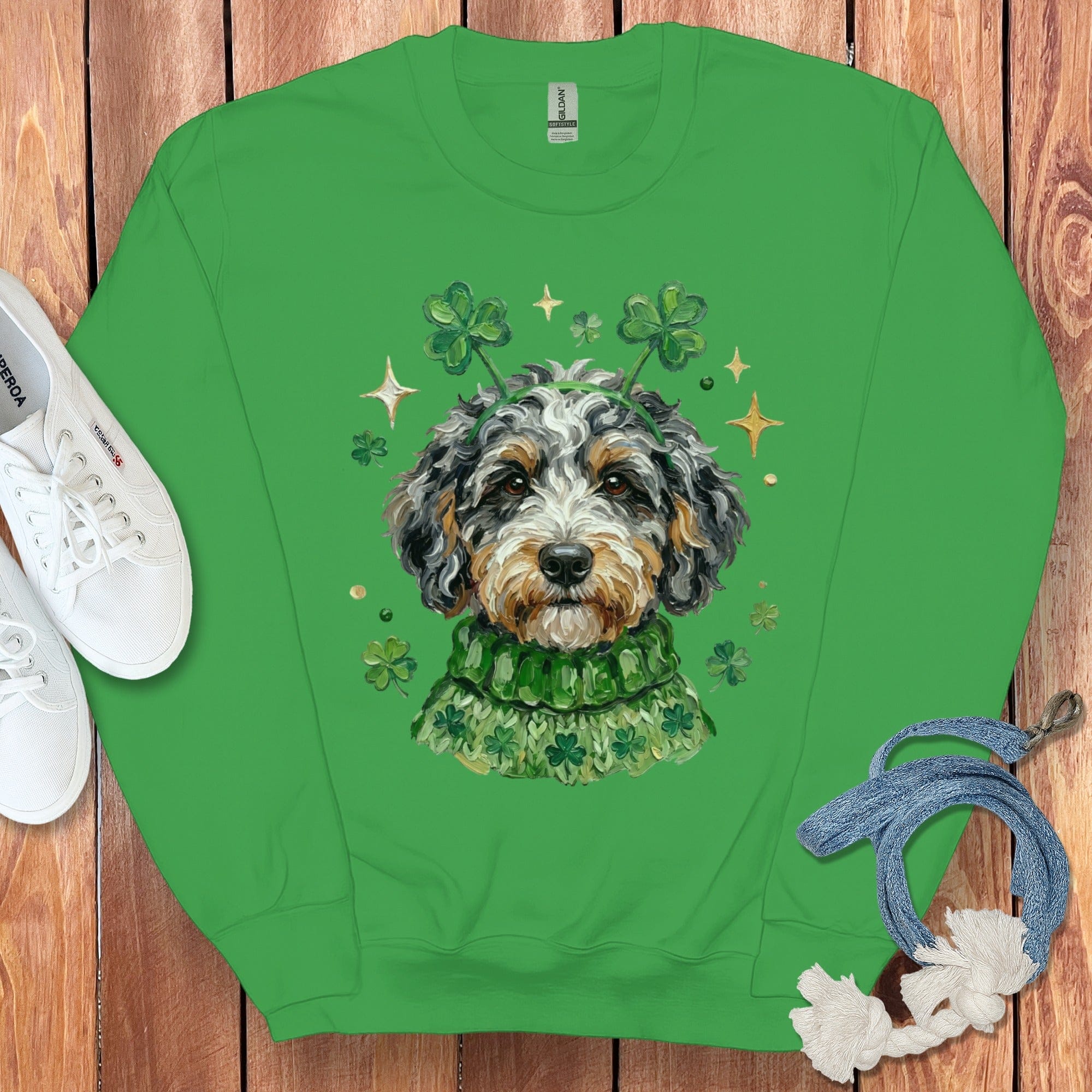 St. Patrick's Day Dog Print Green Sweatshirt Product