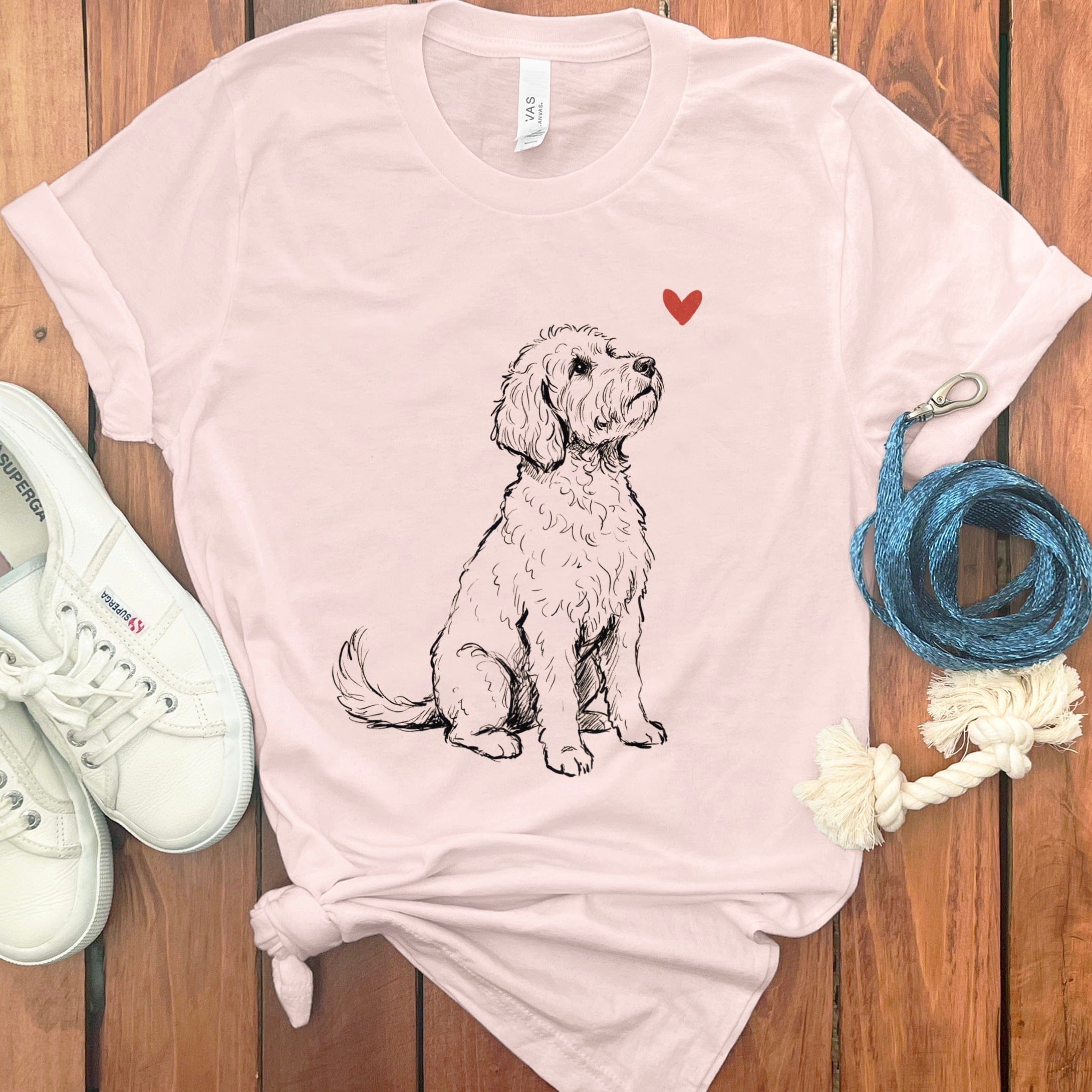 Adorable Puppy with Heart Graphic Casual Shirt