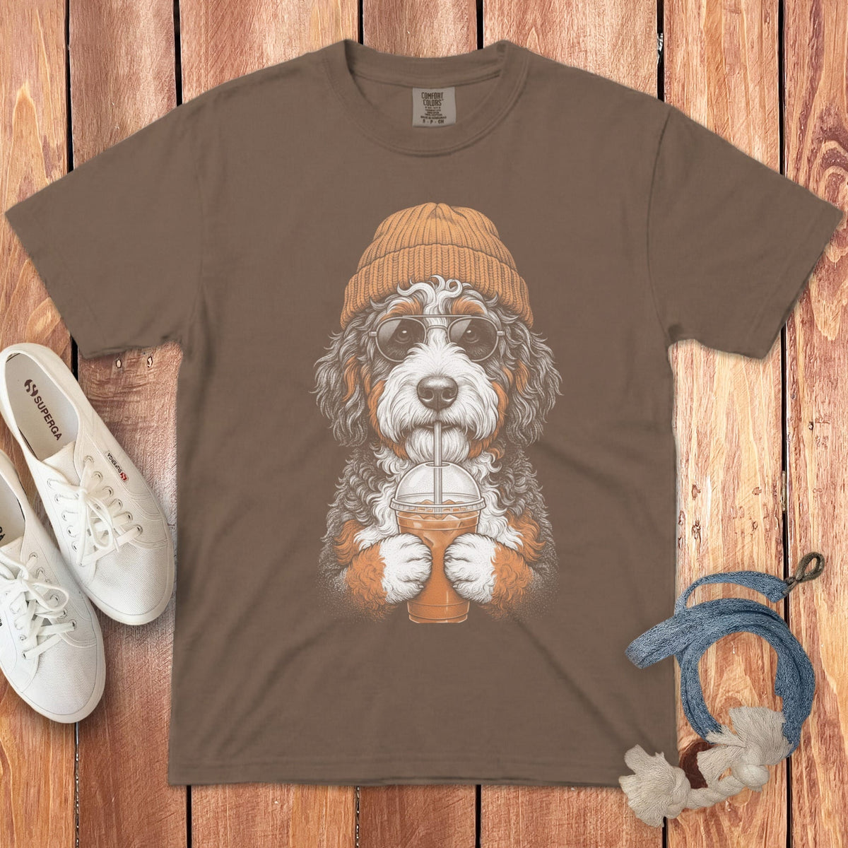 Bernedoodle Ice Latte Signature T-Shirt in Espresso / S by Puppy Jo