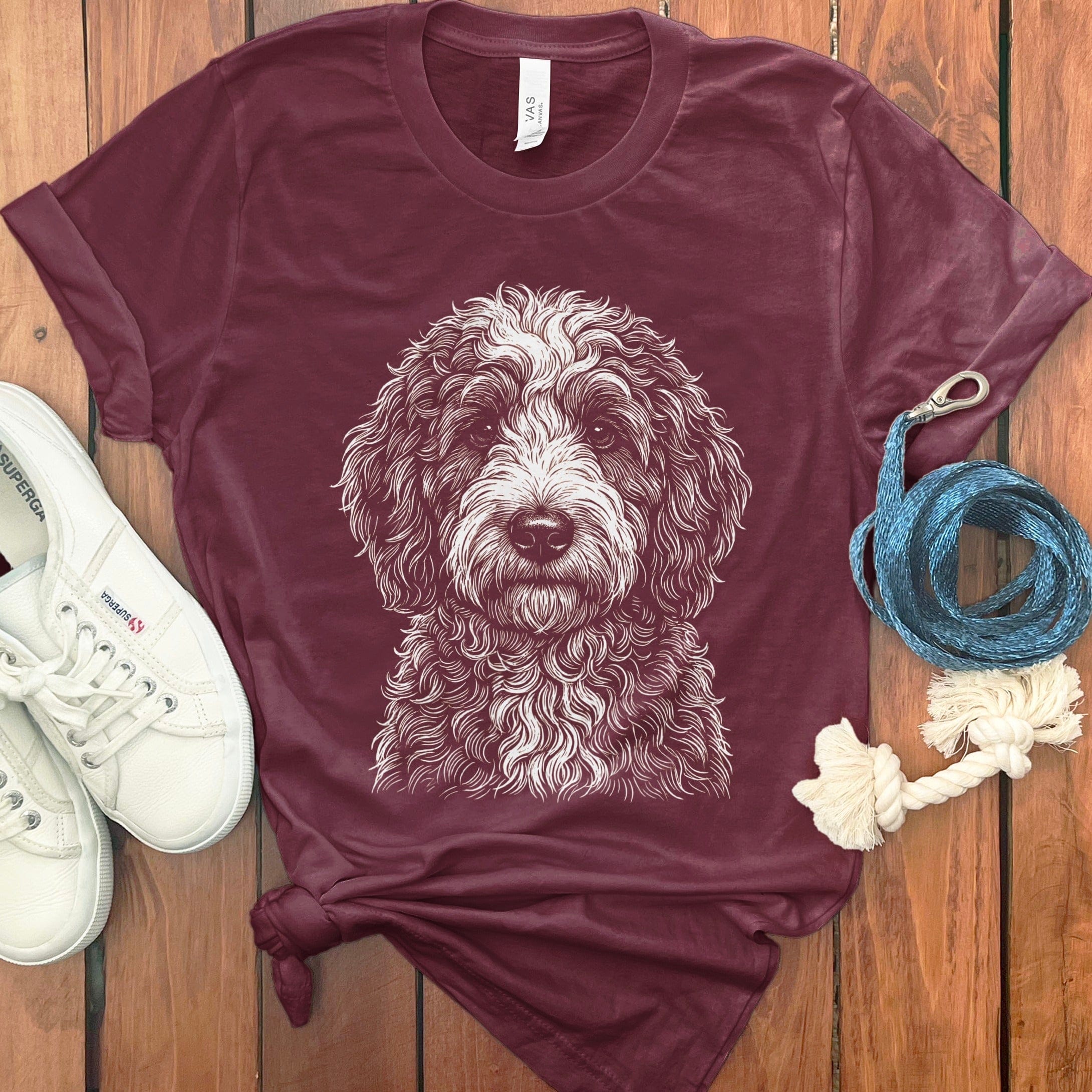 Adorable Sheepadoodle Graphic Burgundy T-Shirt Product