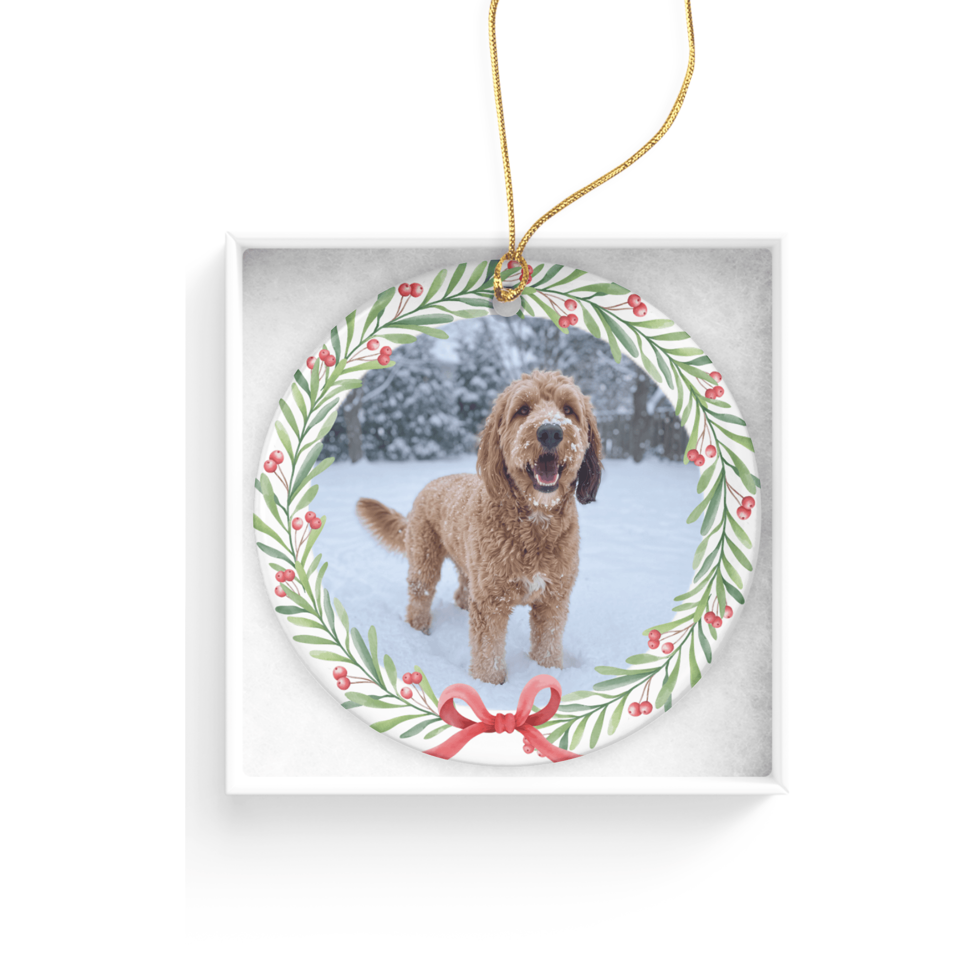 Personalized Wreath Pet Photo Ornament in by AnywherePOD