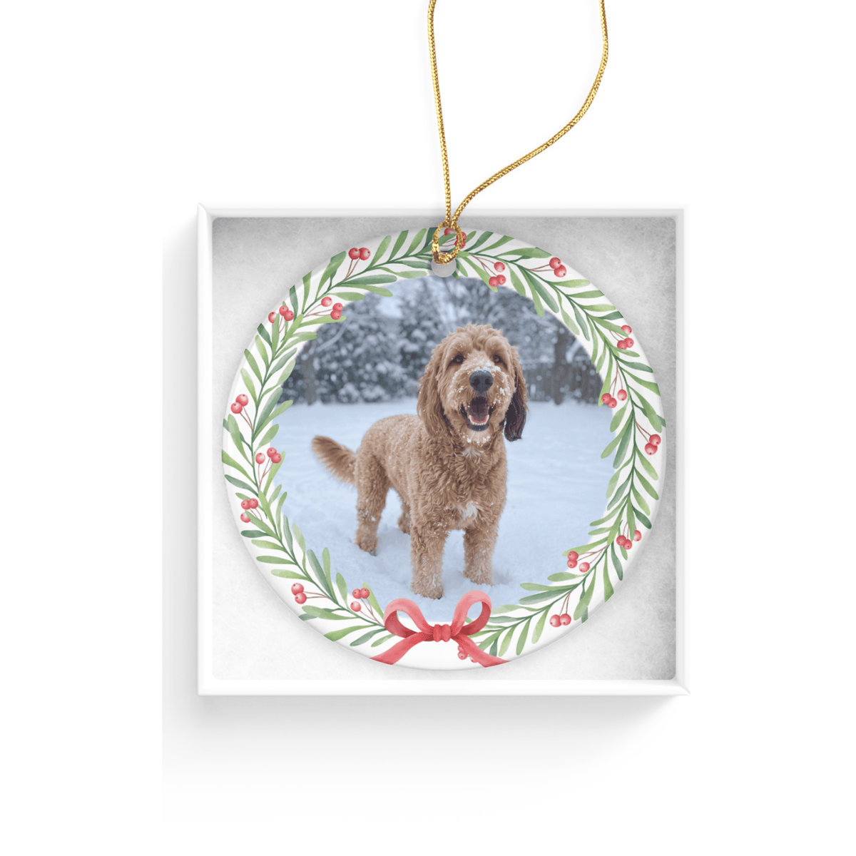 Personalized Wreath Pet Photo Ornament in by AnywherePOD