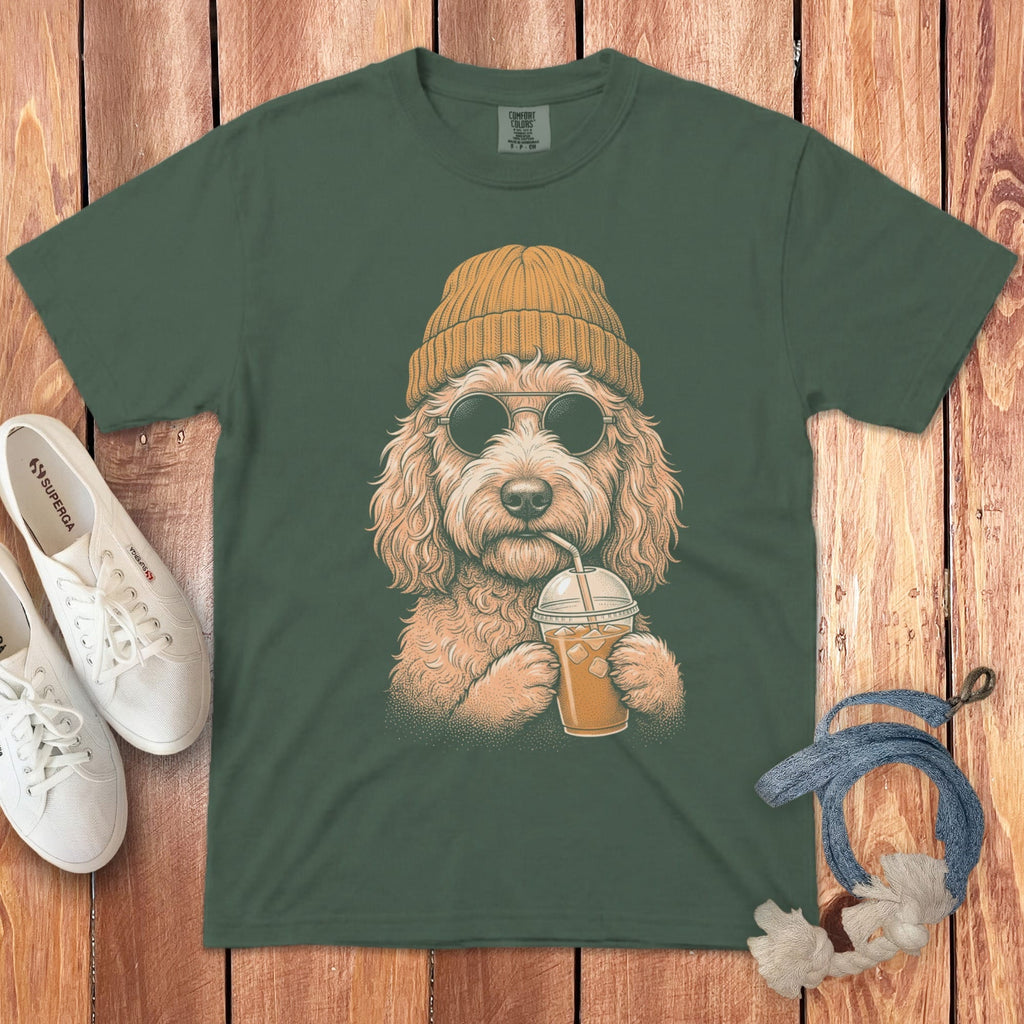 Apricot Goldendoodle Ice Latte Signature T-Shirt in Blue Spruce / S by Puppy Jo