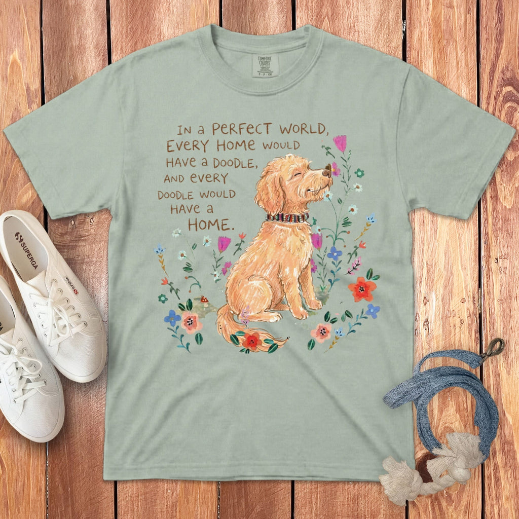 Perfect World Apricot Goldendoodle Signature T-Shirt in Bay / S by Puppy Jo