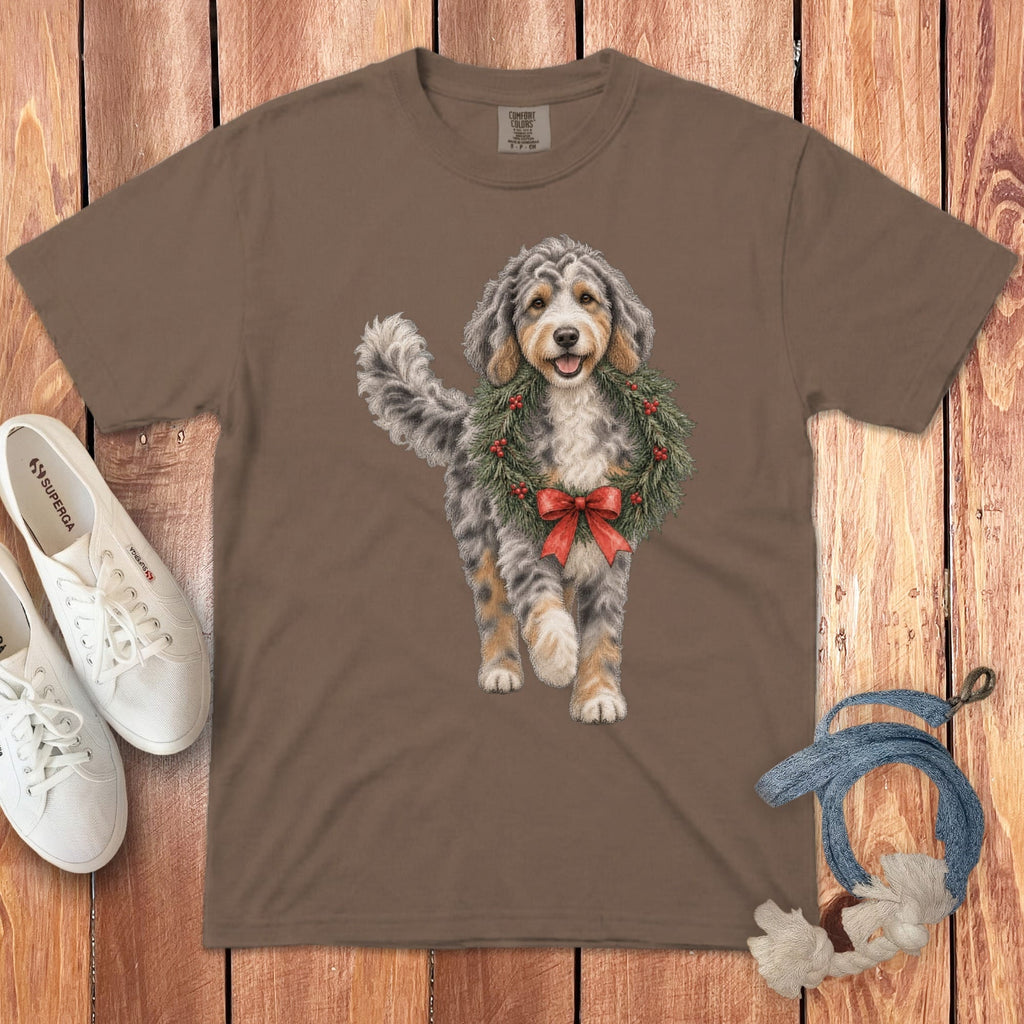 Aussiedoodle Wreath Signature T-Shirt in Espresso / S by Puppy Jo