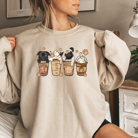 Pugs and Coffee Sweatshirt - PuppyJo Sweatshirt