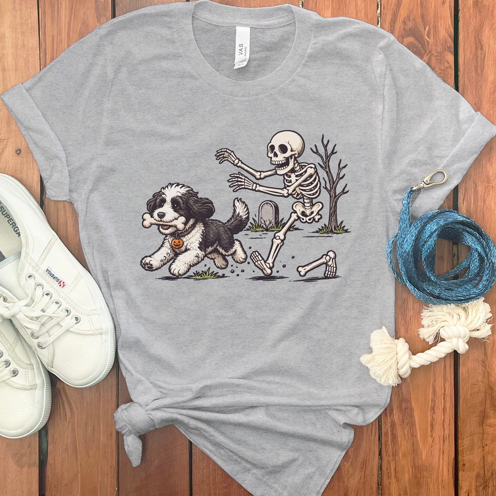 Sheepadoodle Bone Thief T-Shirt in Athletic Heather / S by Puppy Jo