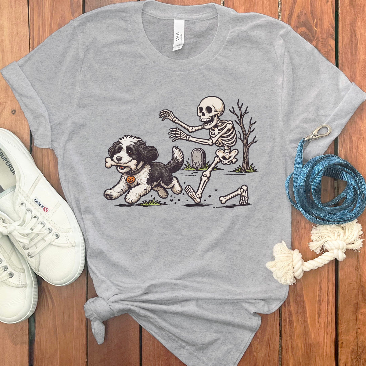 Sheepadoodle Bone Thief T-Shirt in Athletic Heather / S by Puppy Jo