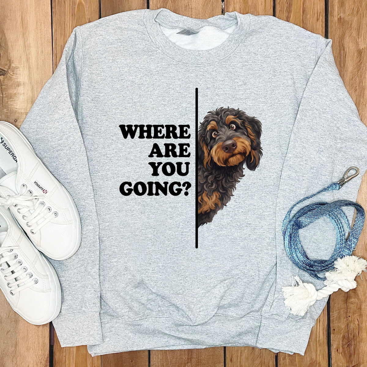 Where Going Phantom Goldendoodle Sweatshirt in Sport Grey / S by Puppy Jo