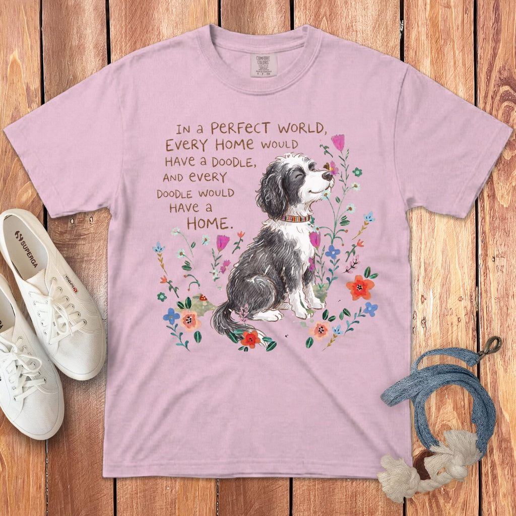 Perfect World Sheepadoodle Signature T-Shirt in Blossom / S by Puppy Jo