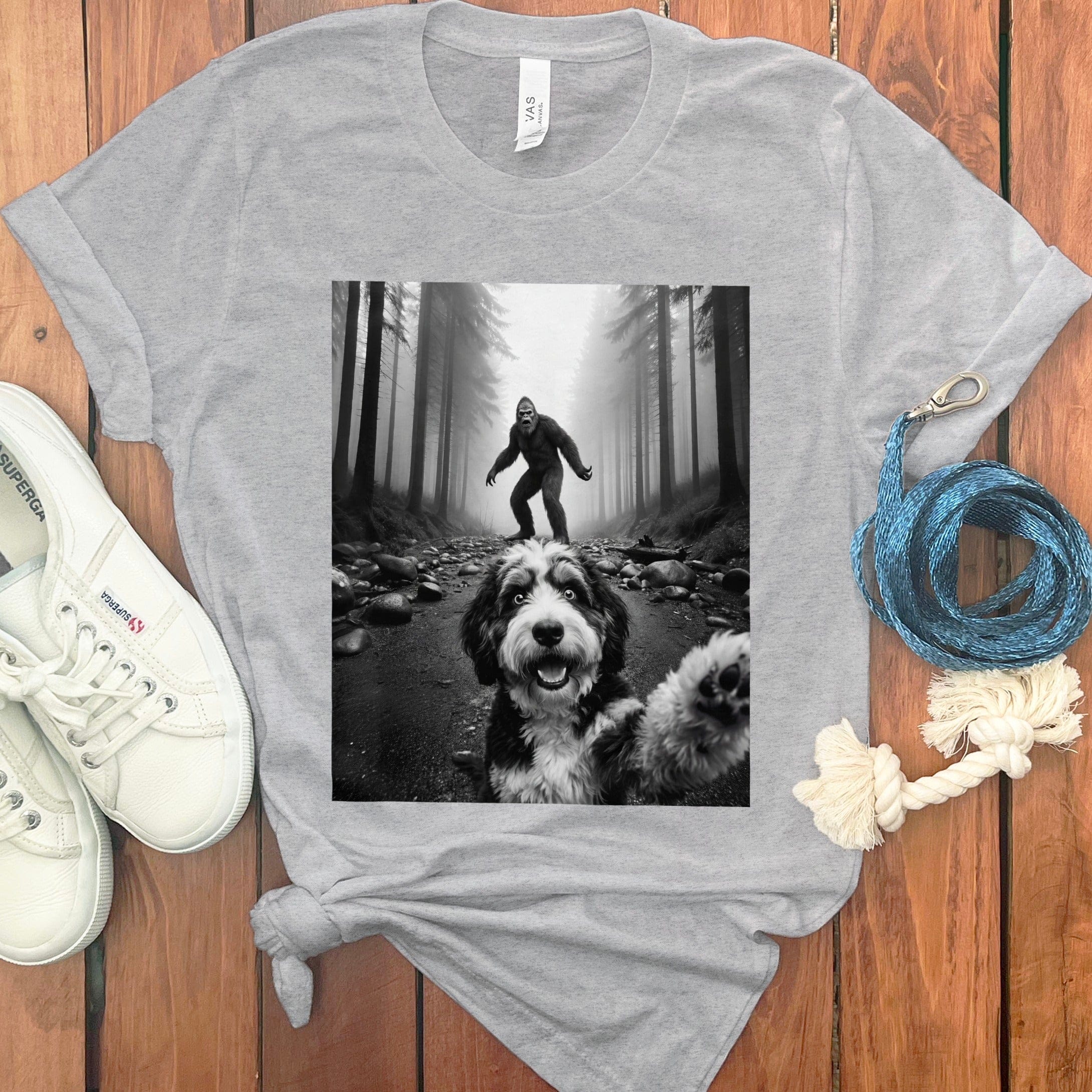 Playful Dog and Hiker Graphic Tee product