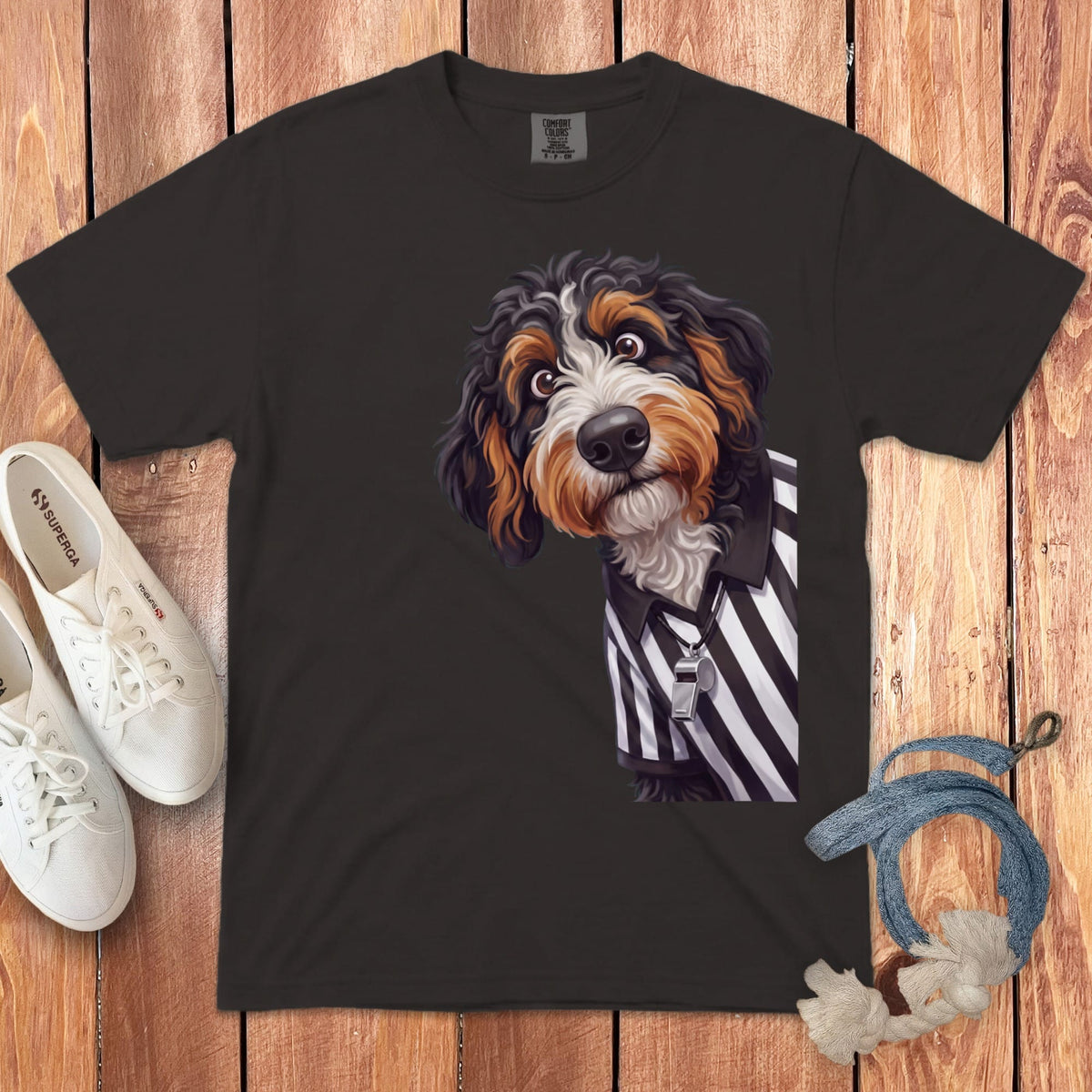 Bernedoodle Football Referee Signature T-Shirt in Graphite / S by Puppy Jo