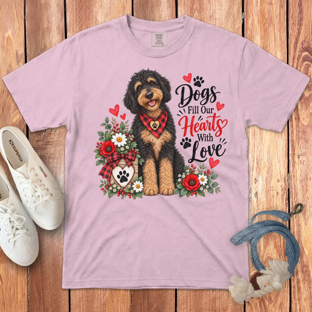 Phantom Goldendoodle Hearts Love Signature T-Shirt