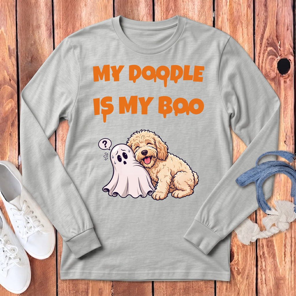 Cream Goldendoodle My Boo Long Sleeve T-Shirt in Athletic Heather / S by Puppy Jo