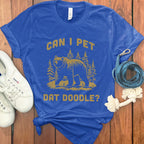 Can I Pet Dat Doodle Funny Blue Graphic T-Shirt