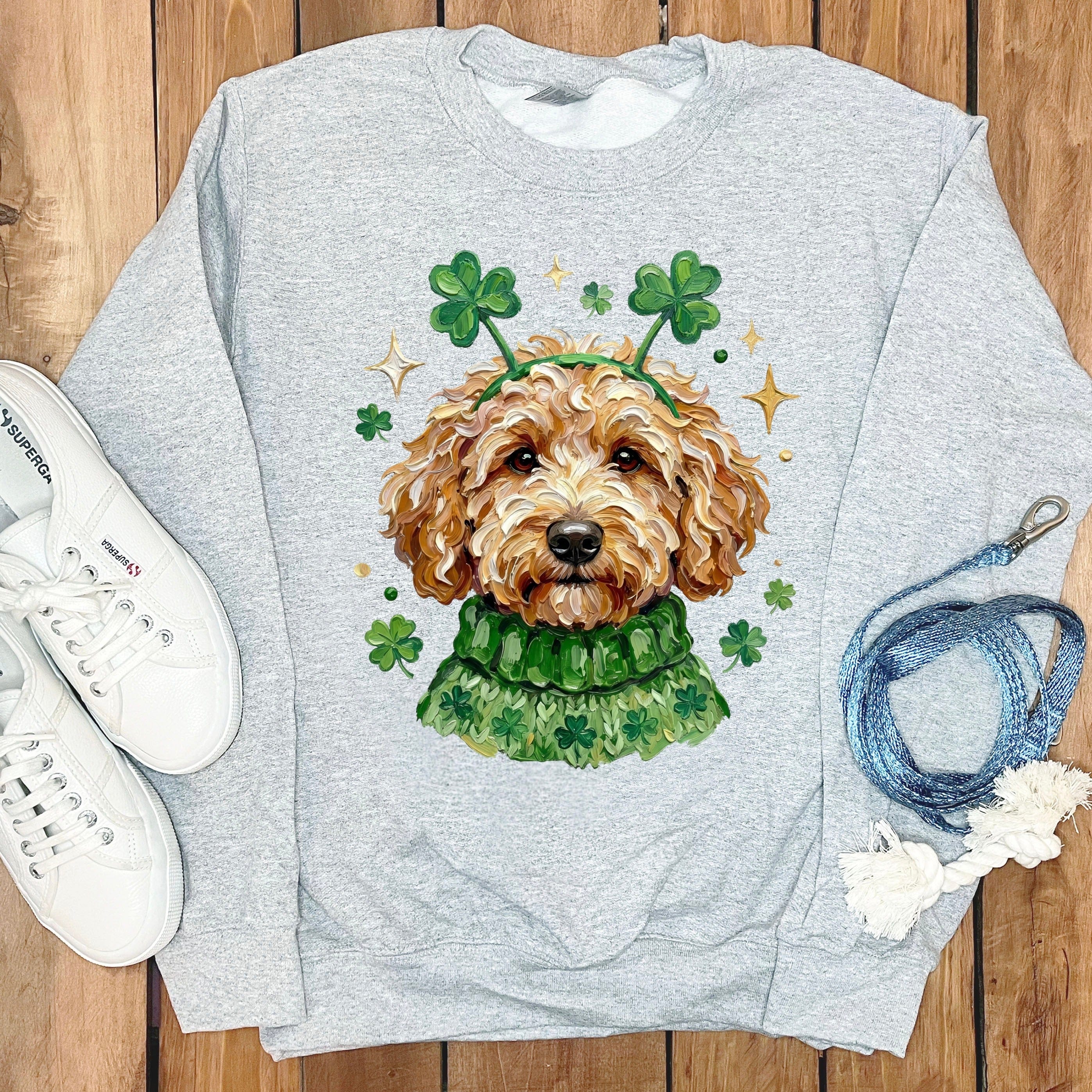 Cute Dog with Clover Headband St. Patrick's Day Sweatshirt