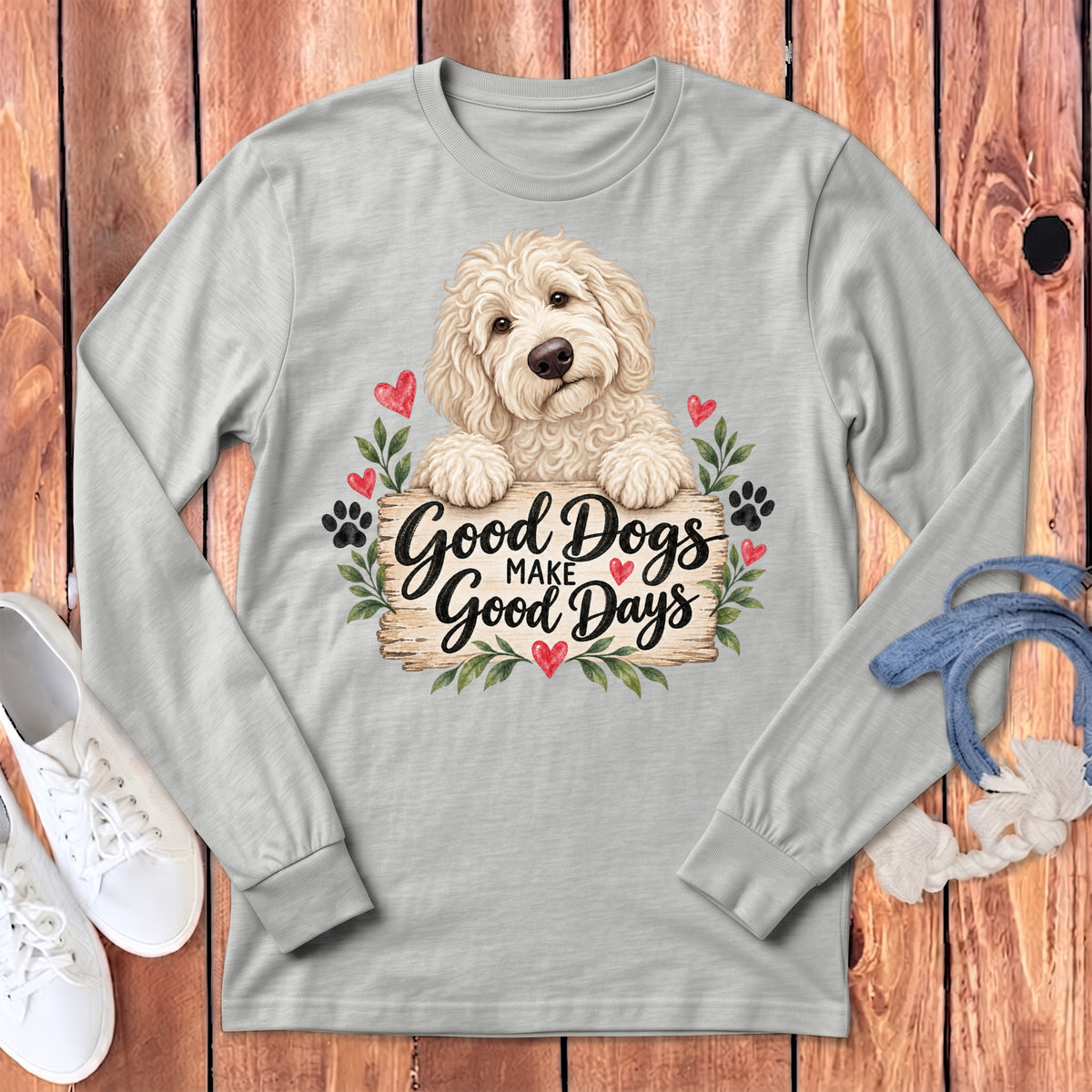 Cream Goldendoodle Good Days Long Sleeve T-Shirt