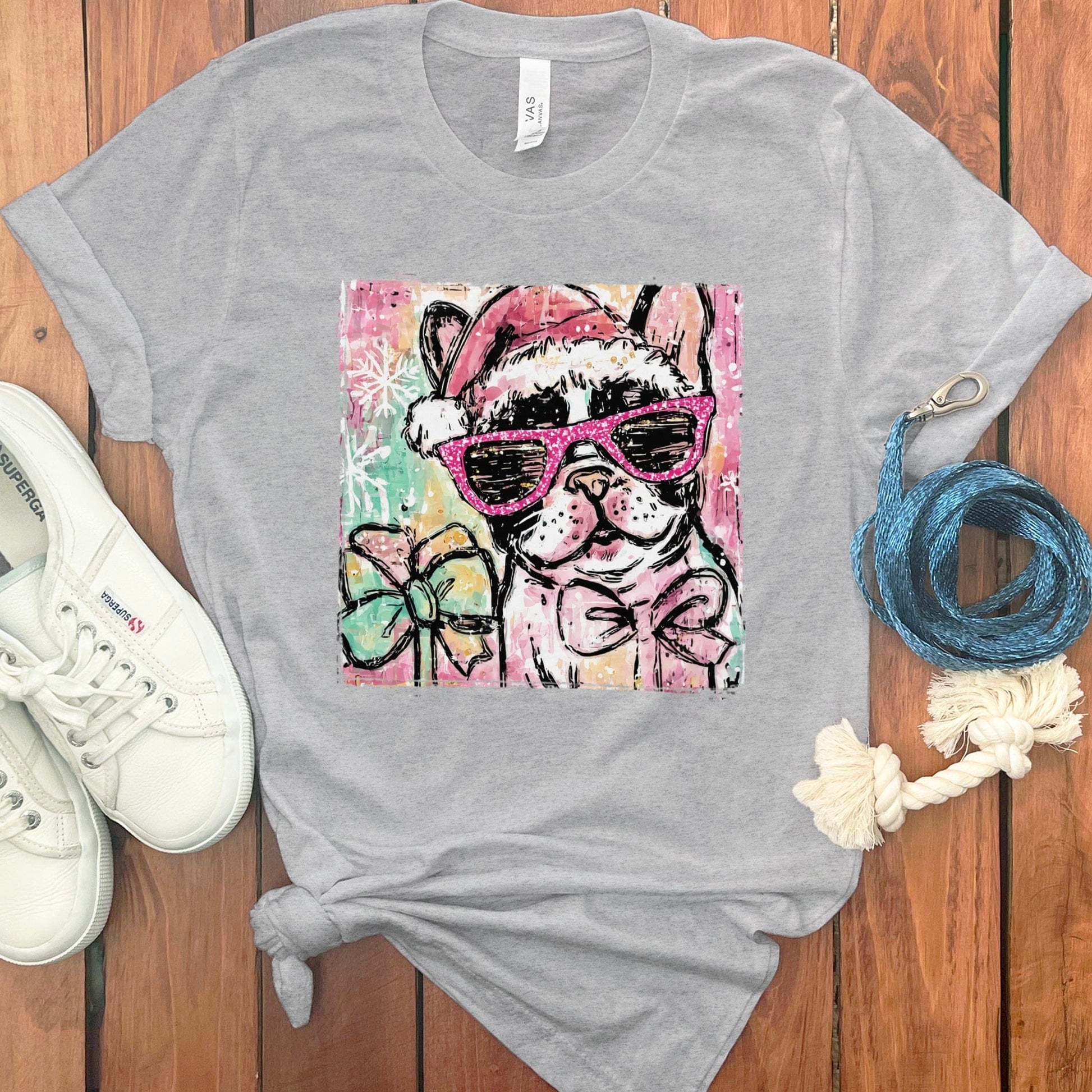 Trendy French Bulldog Santa Art T-shirt product type