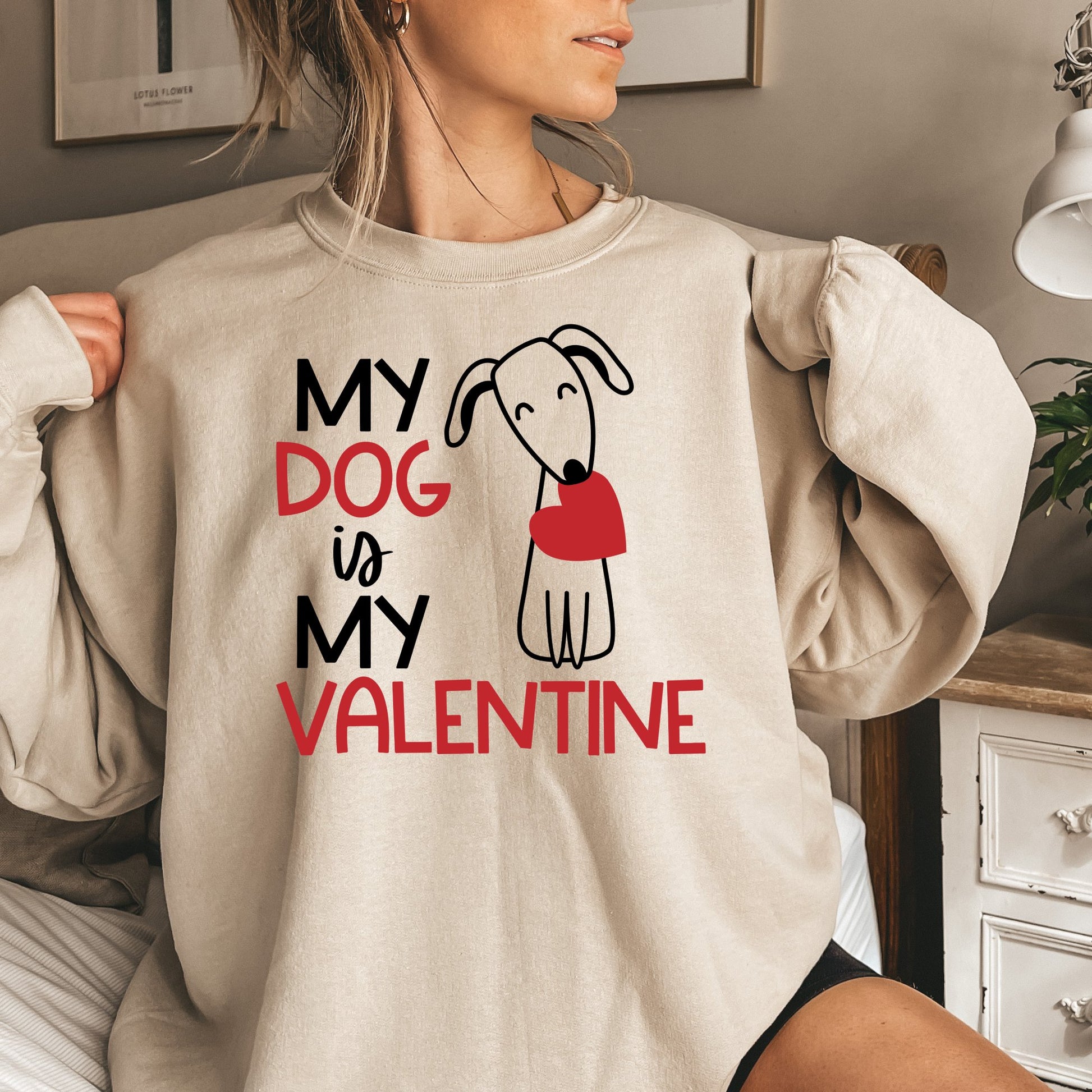 My Dog Is My Valentine Sweatshirt - PuppyJo Sweatshirt S / Sand