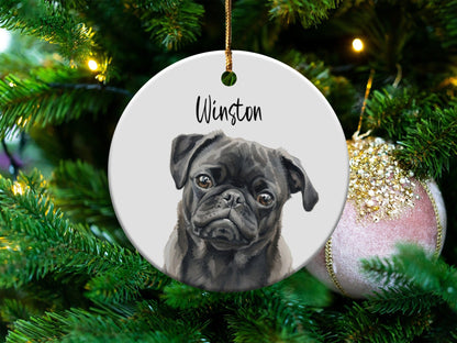 Custom Pet Portrait Round Christmas Ornament product