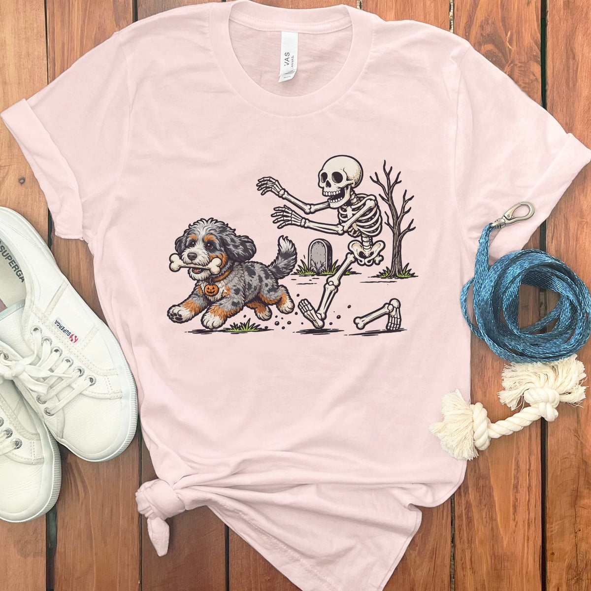 Aussiedoodle Bone Thief T-Shirt in Soft Pink / S by Puppy Jo