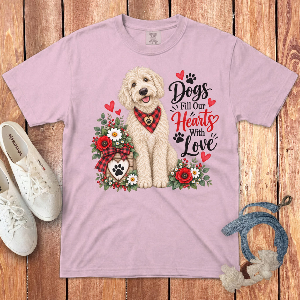 Cream Goldendoodle Hearts Love Signature T-Shirt