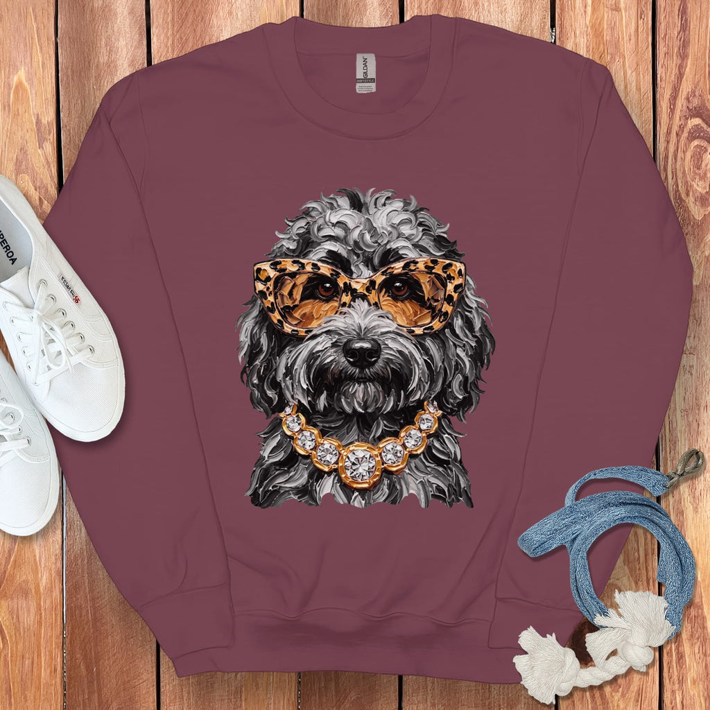 Merle Goldendoodle Glam Sweatshirt in Maroon / S by Puppy Jo