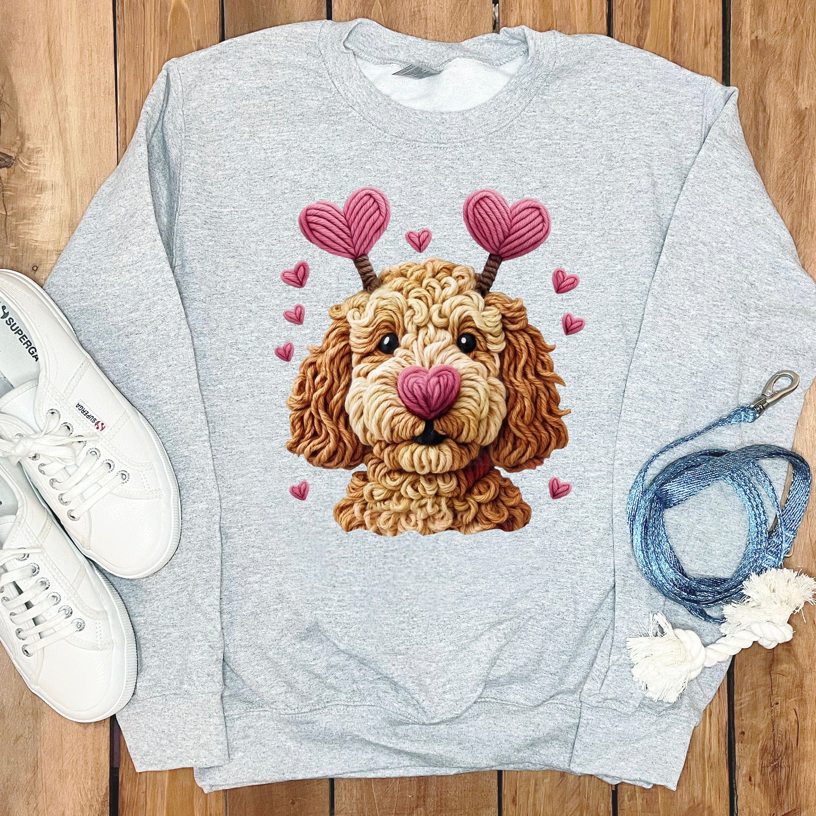 Valentine's Day Puppy with Hearts Sweatshirt