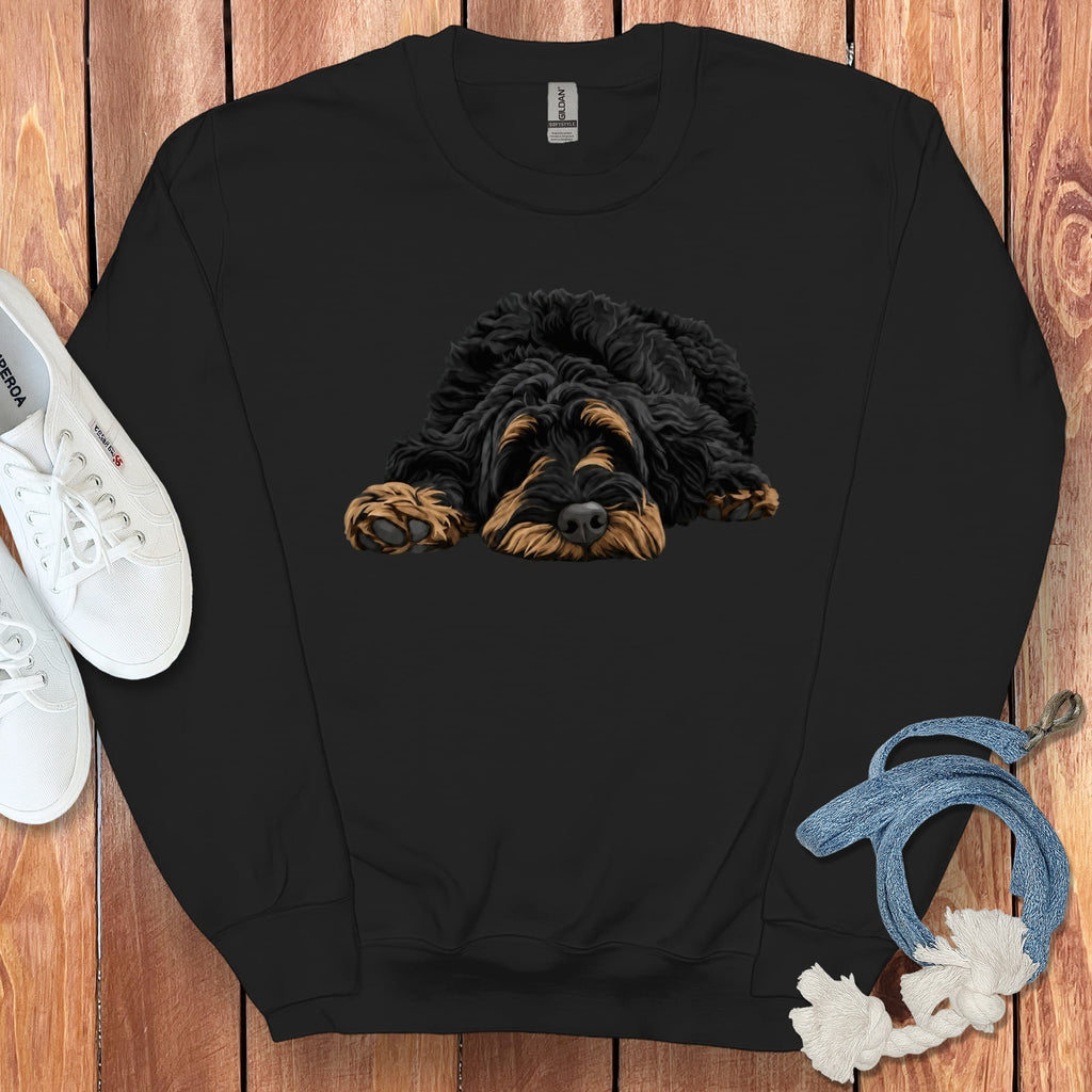 Phantom Goldendoodle Snoozing Sweatshirt in Black / S by Puppy Jo
