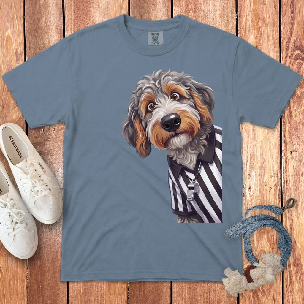 Aussiedoodle Football Referee Signature T-Shirt in Blue Jean / S by Puppy Jo