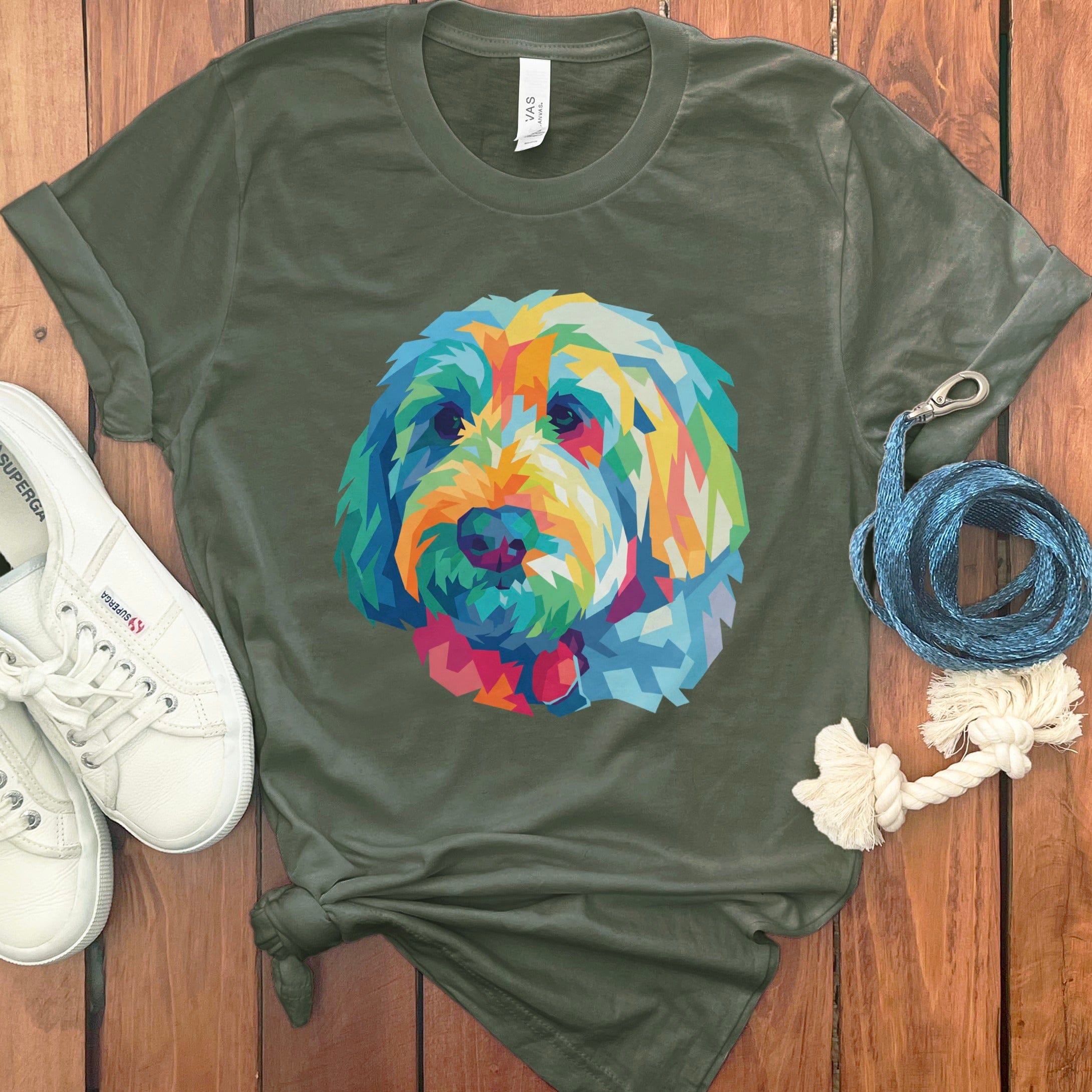 Colorful Geometric Dog Print Graphic Tee