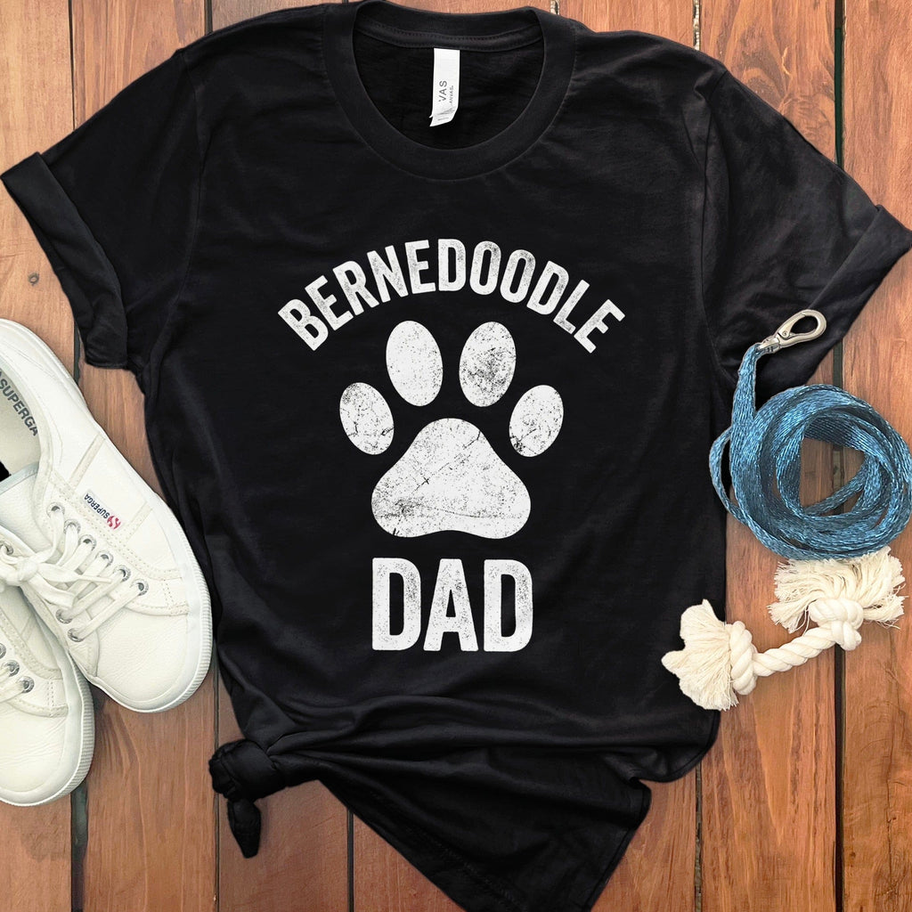 Bernedoodle Dad Black T-shirt with Paw Print